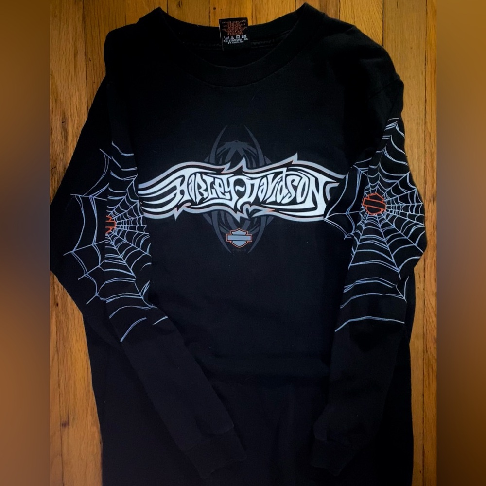 Rare Harley Davidson Spider Web Long Sleeve